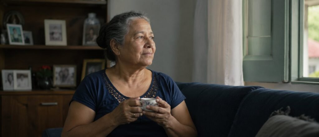 Familia reunida a mesa organizando documentos para o pedido de pensao por morte no INSS