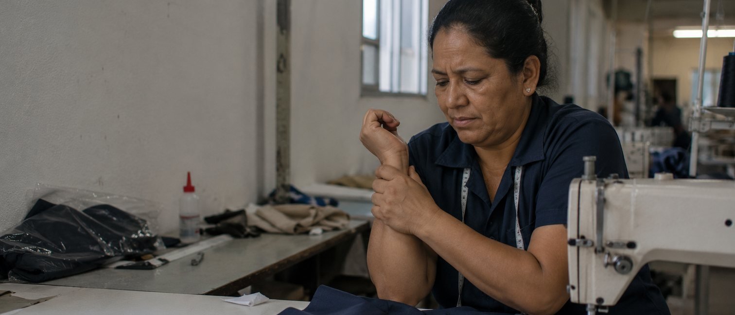 Advogado de doença ocupacional em Belém-PA, trabalhadora com dor no punho durante o serviço